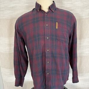 North River Outfitters Men's Plaid Flannel Shirt Size Medium Red Navy Plaid M